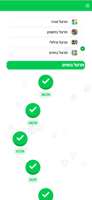 מסך מסלול הלמידה המציג את ההתקדמות והנושאים השונים